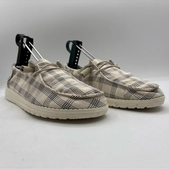 Hey Dude Wendy Plaid Beige Women’s Size 7 121410558 Casual Comfort Slip On Shoes - Picture 7 of 16